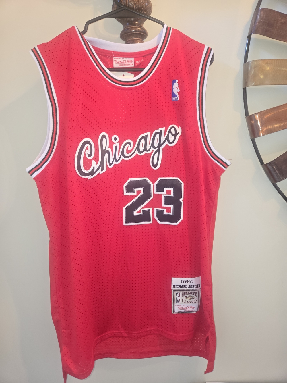 Mitchell & Ness Chicago Bulls #23 Red Cursive Writing